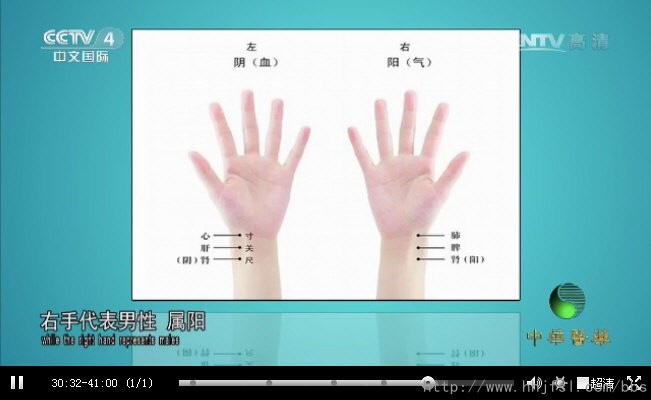 张书元教授：女性左手的脉象应该强于右手，即左强右弱，表明身体健康，而男性正好相反.jpg